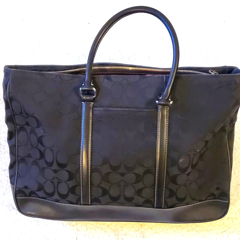 Coach Black Signature Zip Tote / Laptop bag